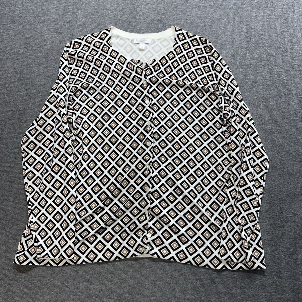 Charter Club Women's Top Cardigan Geometric Size 2X Stretch